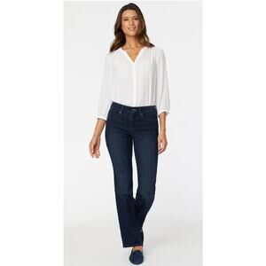 NYDJ Women's Marilyn Straight Stretch Lift Tuck Mid Rise Blue Jeans – Size 6P